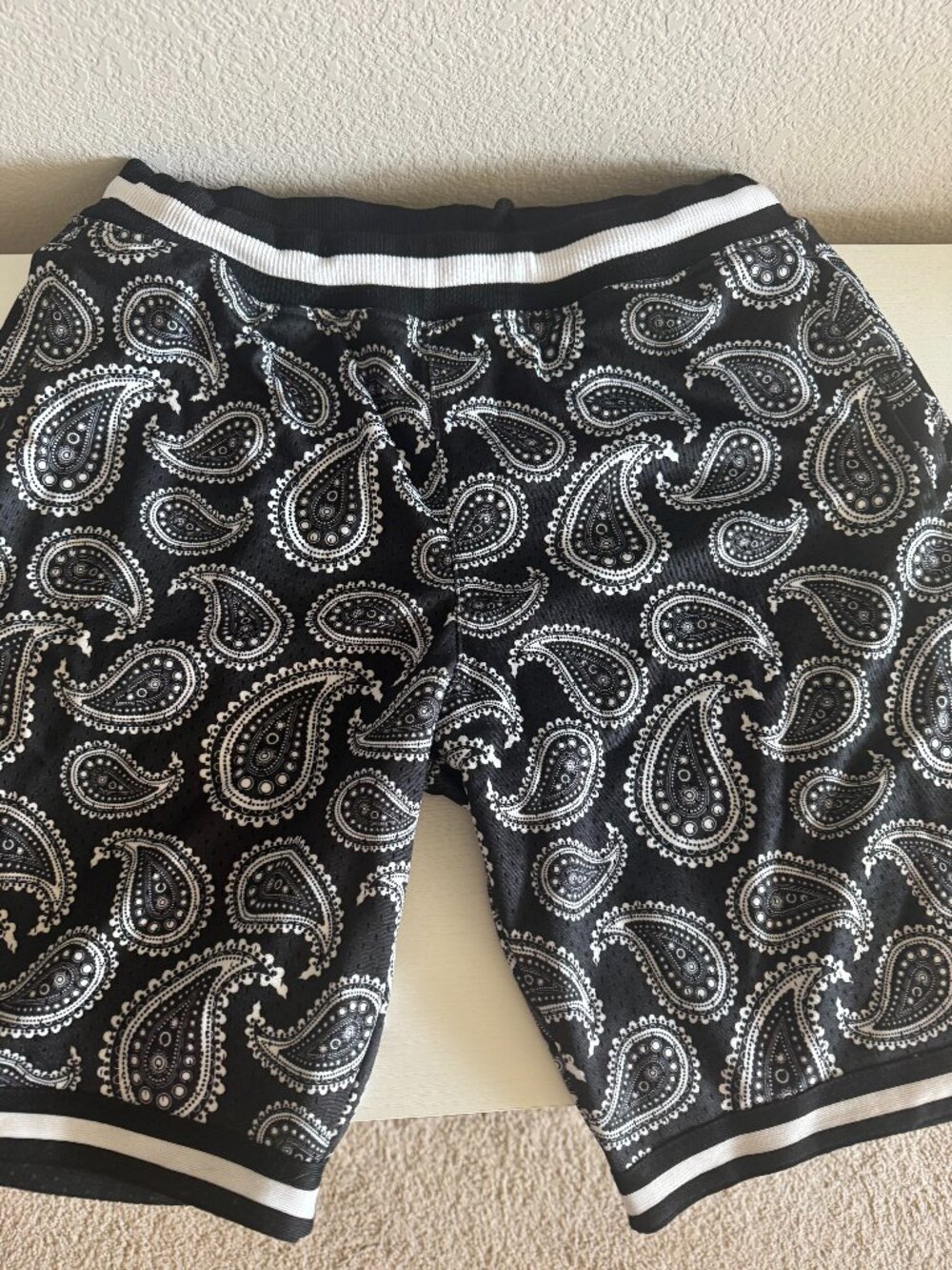 CSG Paisley Mesh Basketball Shorts Men's L Black White